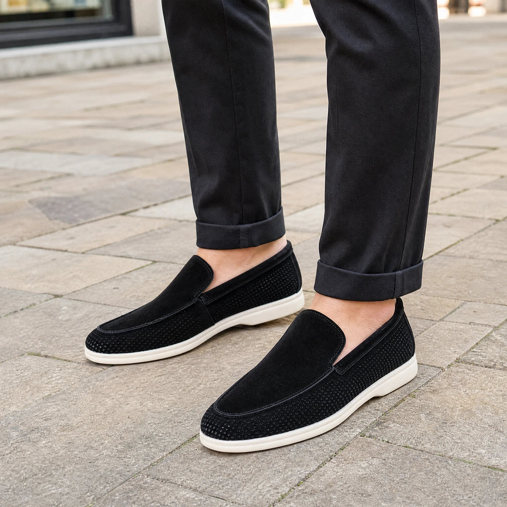 Mocassino forato uomo slip-on nero, beige o verde, colore verde scuro