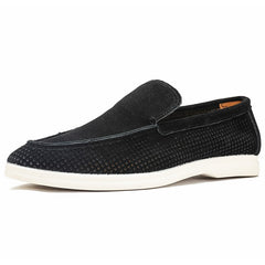 Mocassino forato uomo slip-on nero, beige o verde, Nero