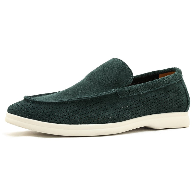 Mocassino forato uomo slip-on nero, beige o verde, colore verde scuro, vista 6