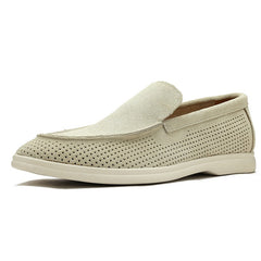 Mocassino forato uomo slip-on nero, beige o verde, Beige