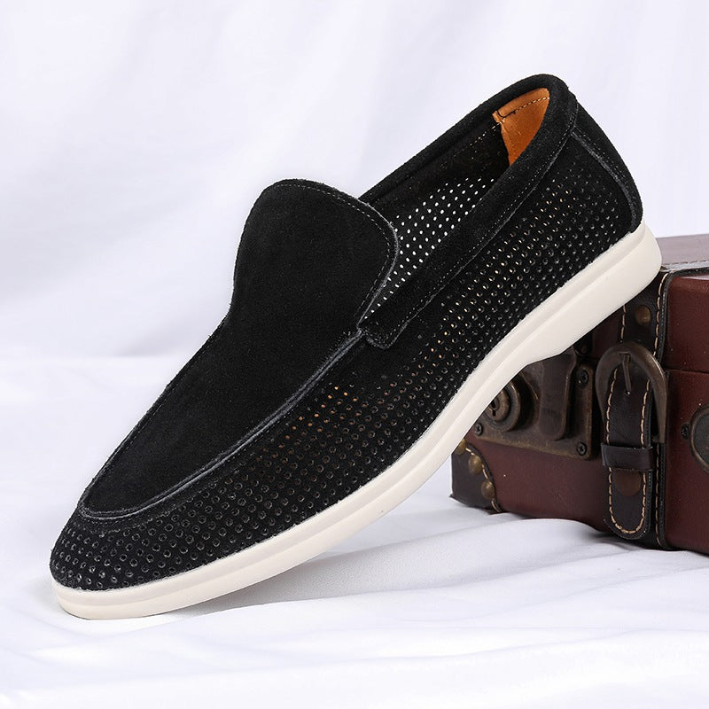 Mocassino forato uomo slip-on nero, beige o verde, colore verde scuro, vista 9