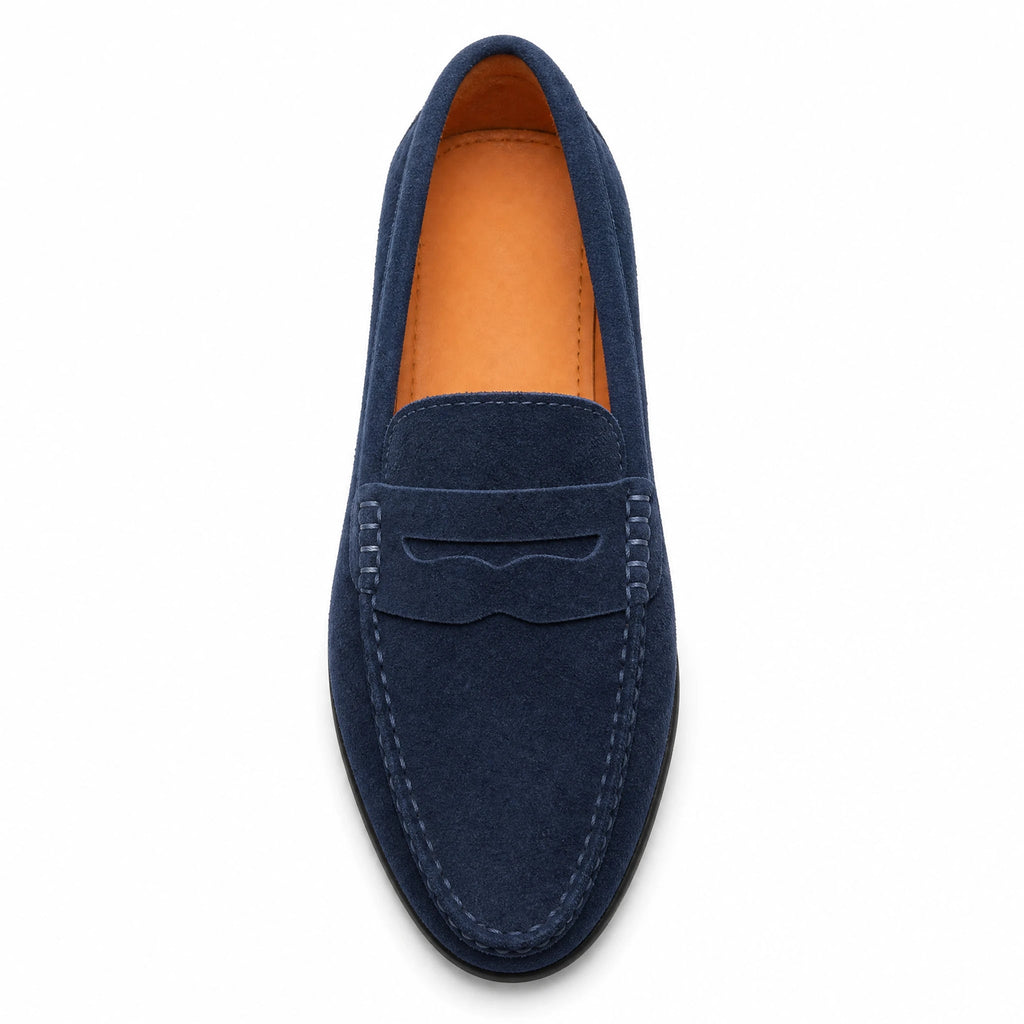 Mocassino da guida in camoscio blu notte