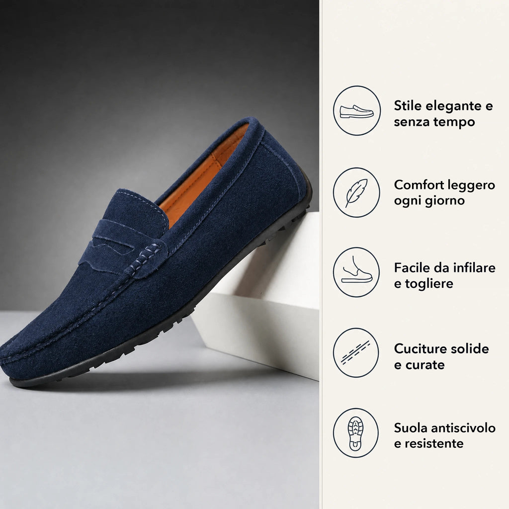 Mocassino da guida in camoscio cammello