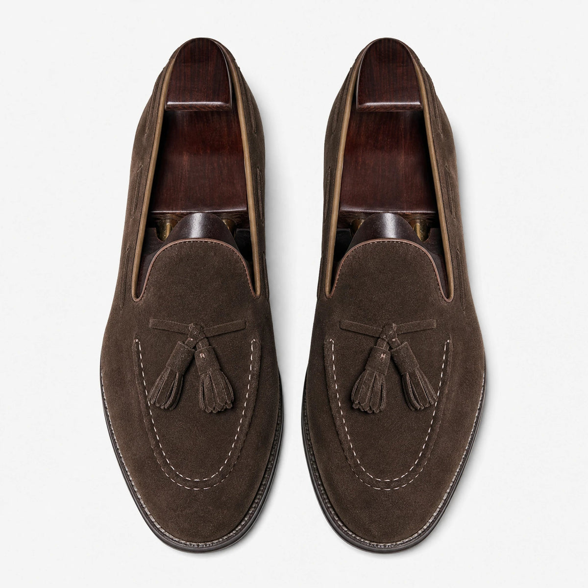 Mocassino con nappe uomo in camoscio marrone Immagine