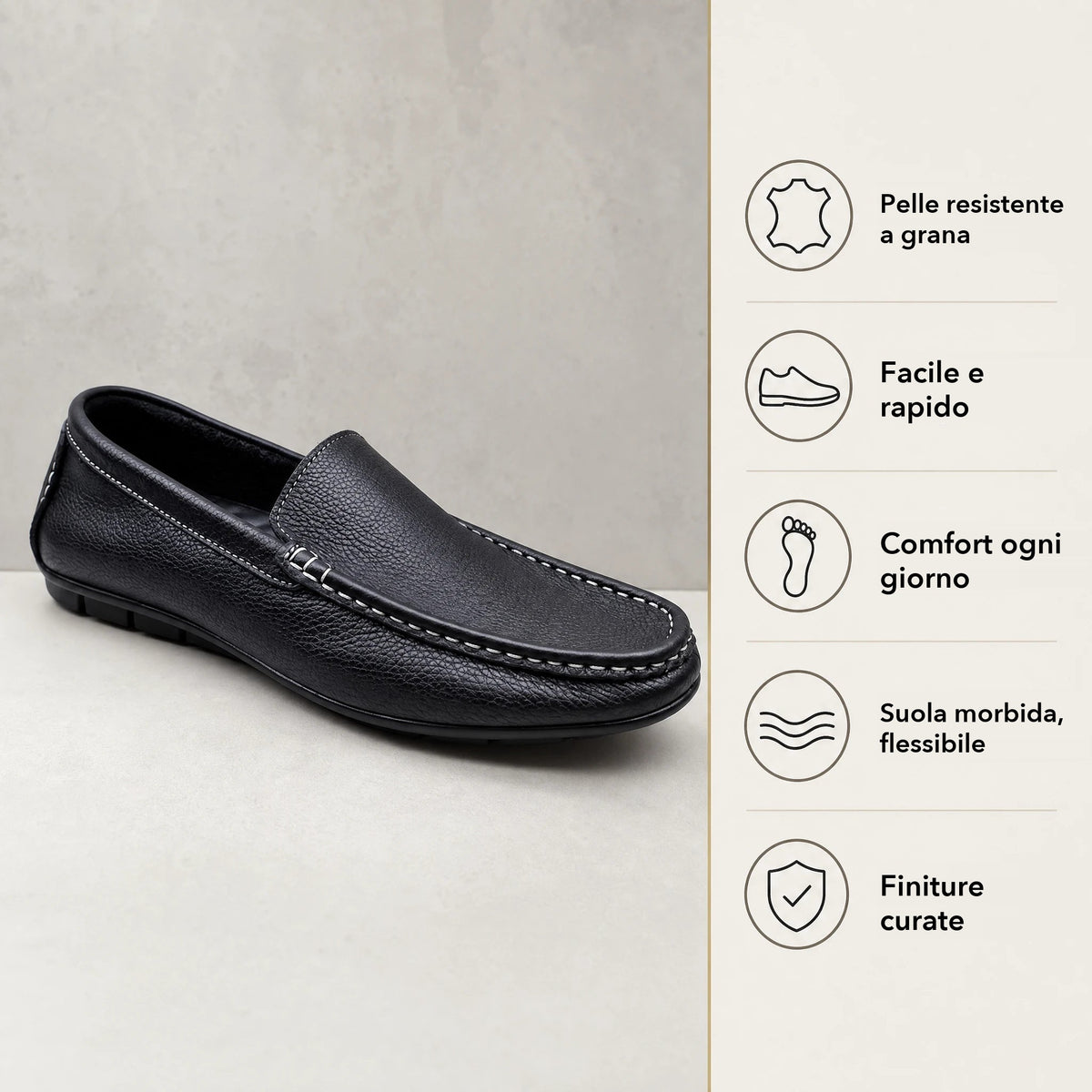 Coppia di mocassini neri slip-on da uomo