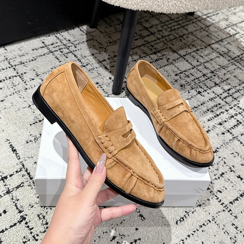 Mocassino mule donna rosso mattone effetto camoscio