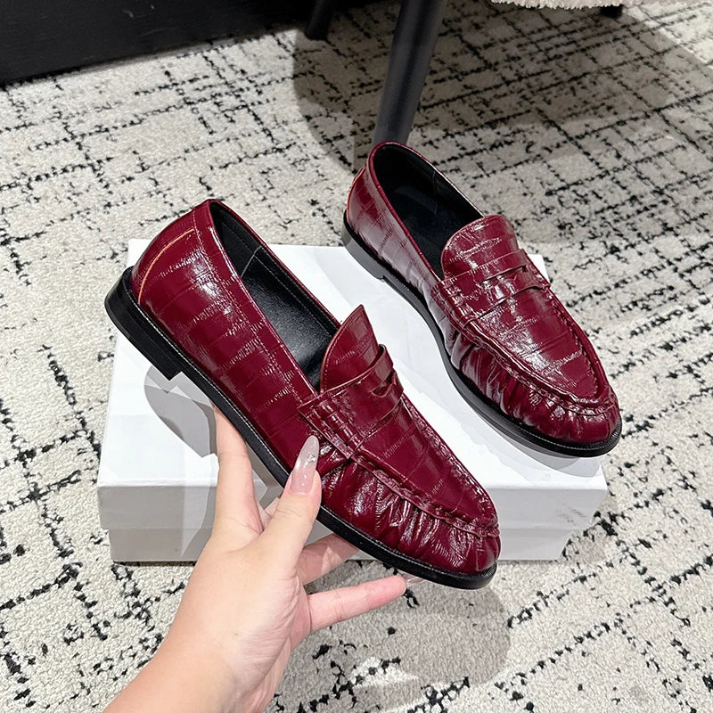 Mocassino donna marrone effetto struzzo