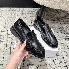 Mocassino penny donna effetto coccodrillo, look raffinato, Nero coccodrillo