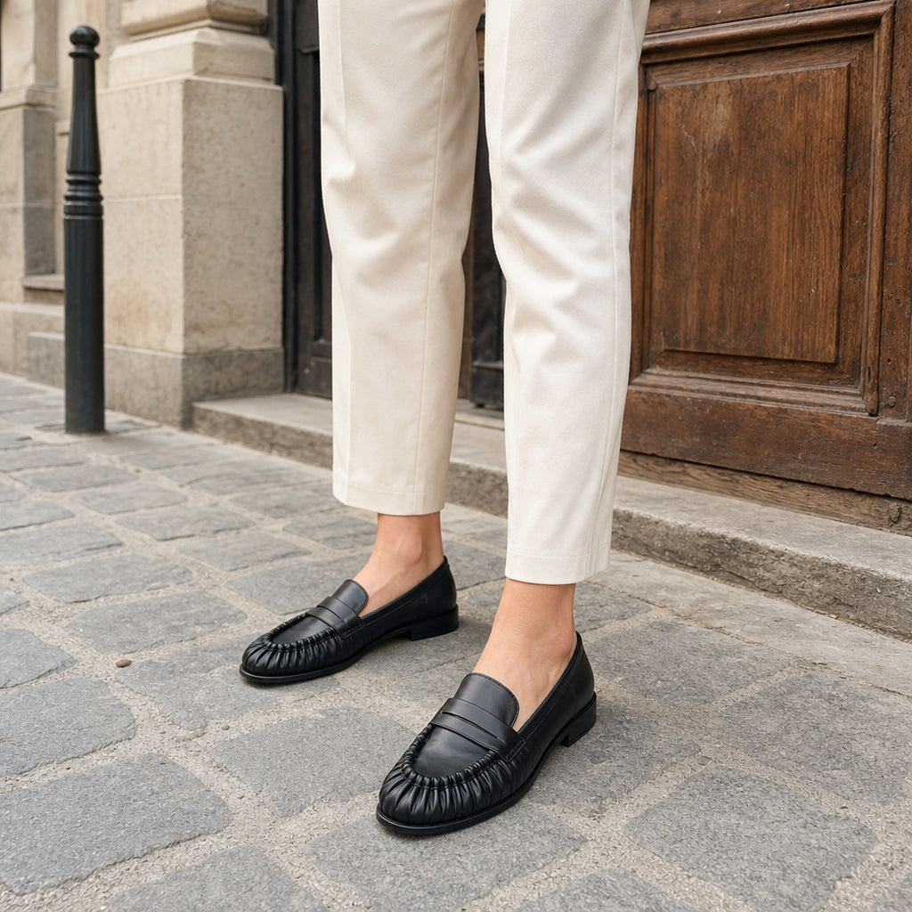 Mocassino donna cognac con tallone aperto