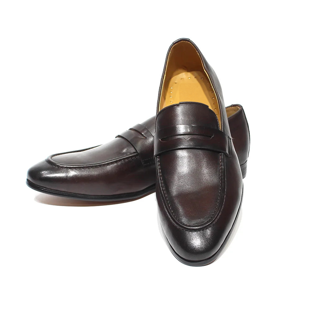 Mocassino penny uomo in pelle patinata, dettaglio 8