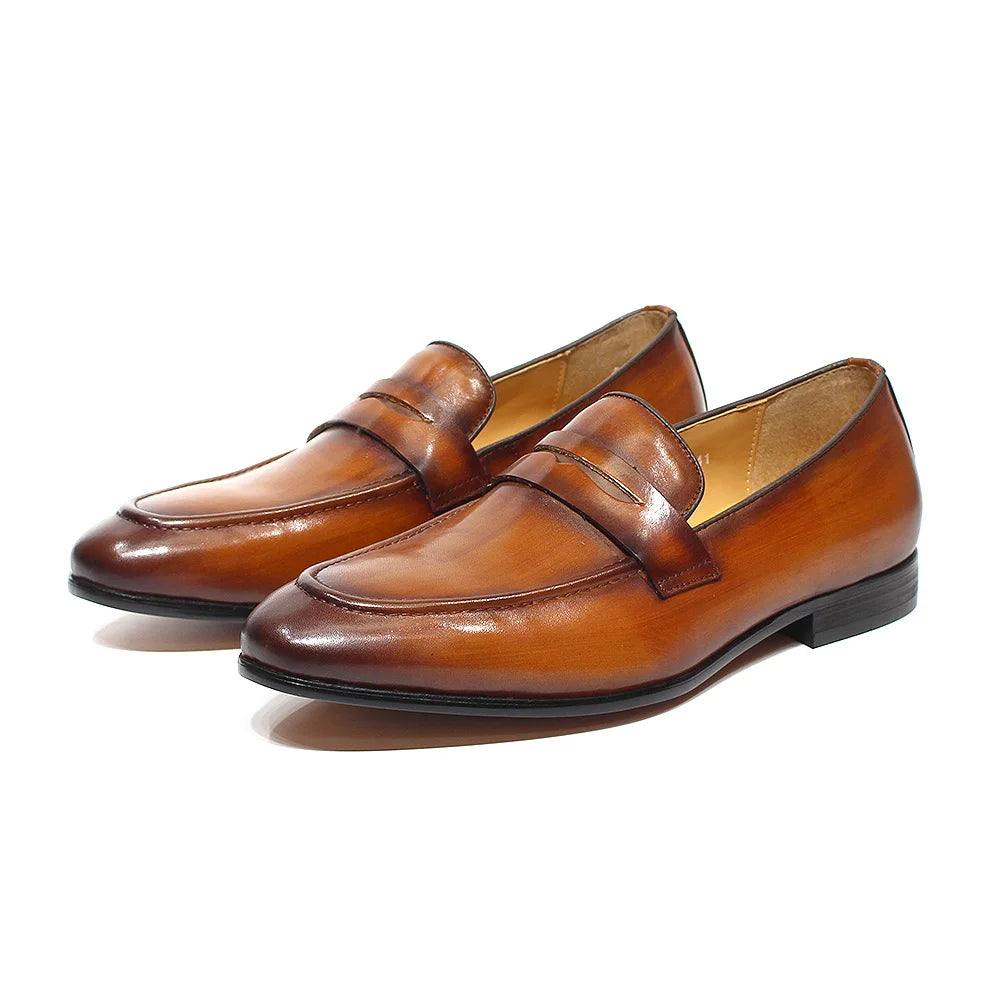 Mocassino penny uomo in pelle color cognac