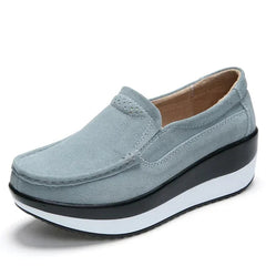 Mocassino plateau donna con suola spessa bicolore, Grigio
