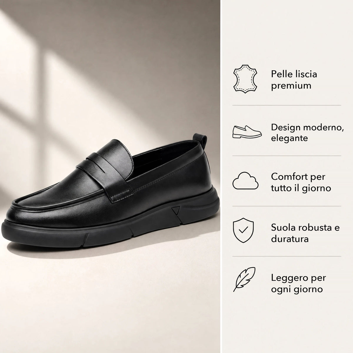 Mocassino Platform Uomo Nero con Linguetta - foto 4 Immagine