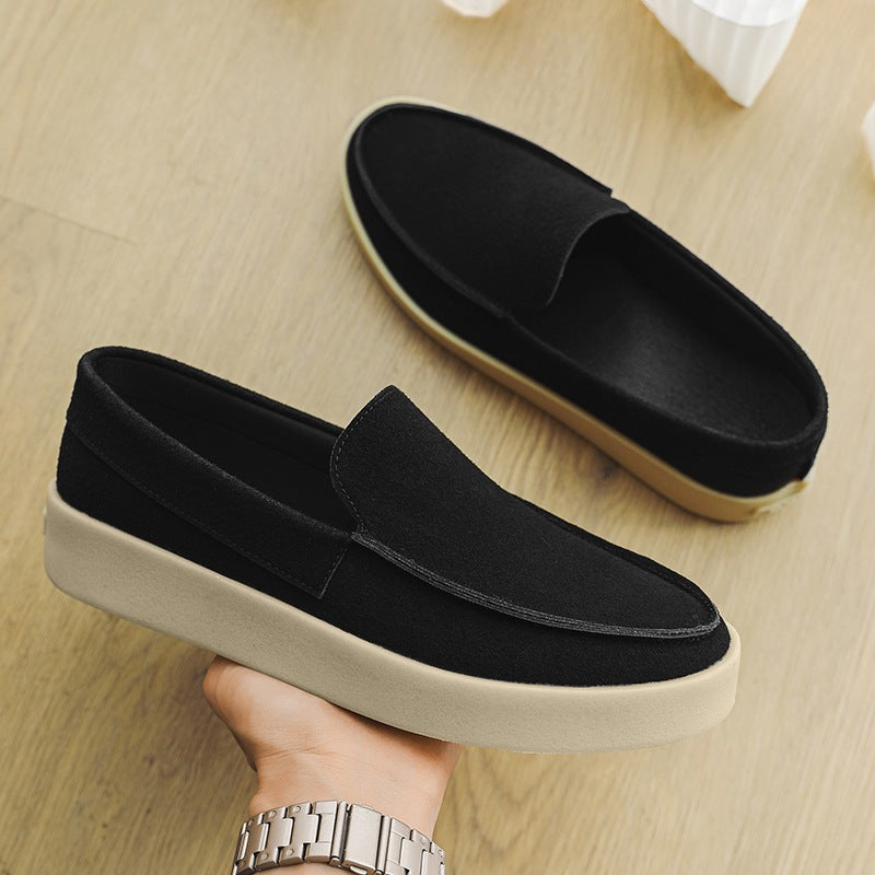 Mocassino con suola spessa nero slip-on, colore talpa, vista 7