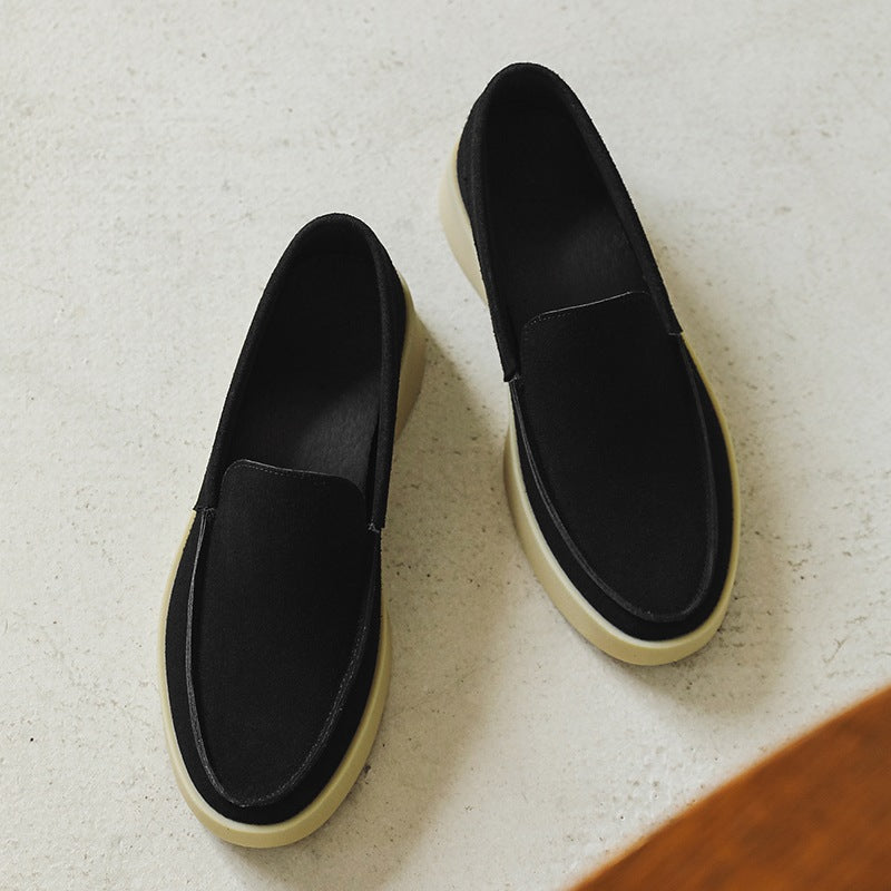 Mocassino con suola spessa nero slip-on, colore talpa, vista 9