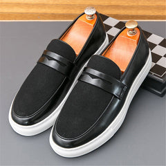 Mocassino uomo bicolore marrone con inserto texturizzato, Nero