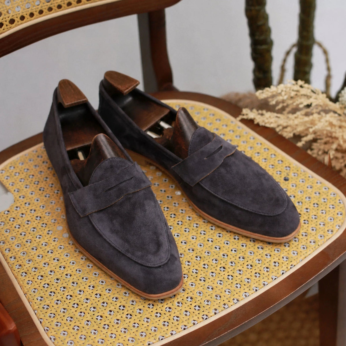 Mocassino uomo in camoscio grigio scuro