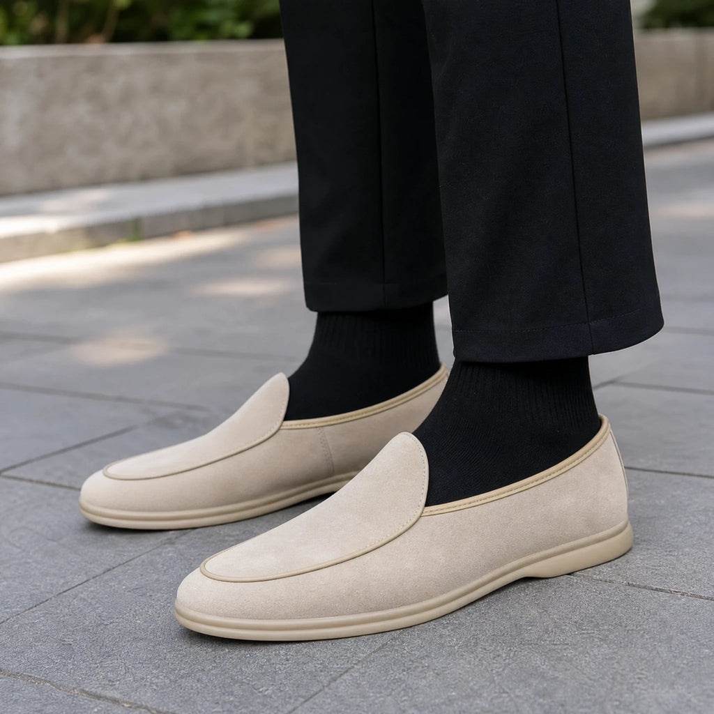Mocassino uomo in camoscio sintetico, colore cammello