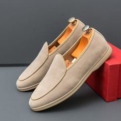 Mocassino uomo in camoscio sintetico, Beige