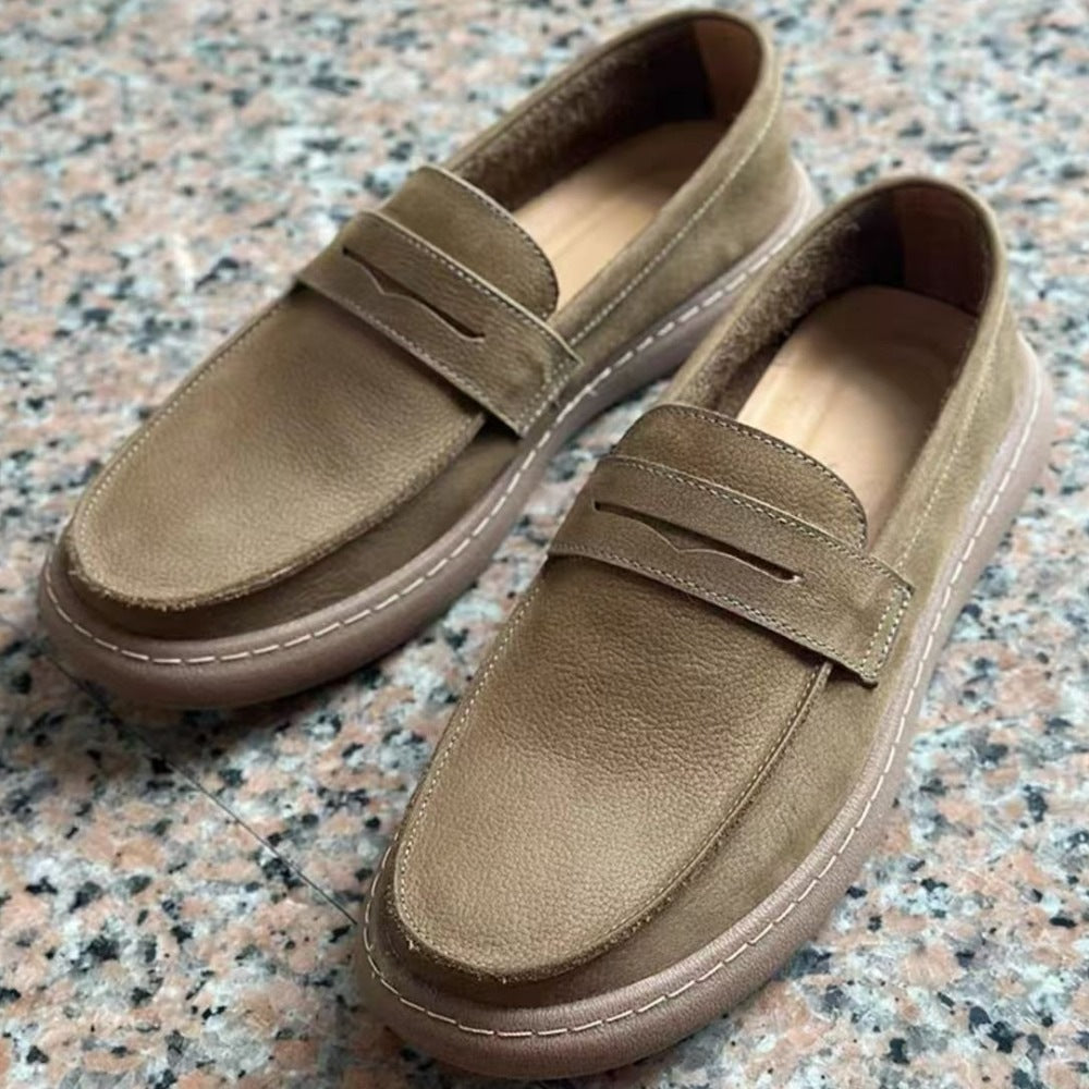 Mocassino uomo con fascia e suola spessa, colore marrone, vista 11