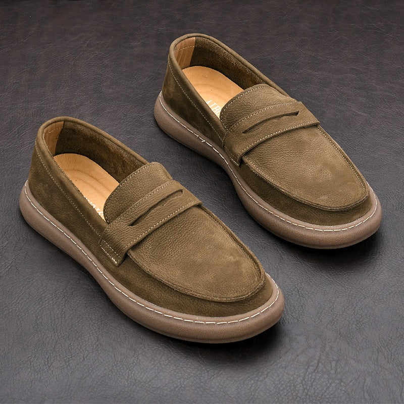 Mocassino uomo con fascia e suola spessa, colore marrone, vista 7