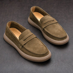 Mocassino uomo con fascia e suola spessa, Kaki