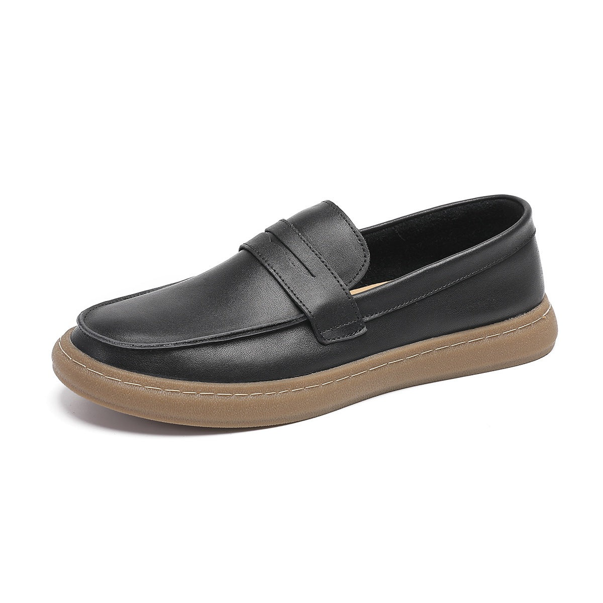 Mocassino uomo con fascia e suola spessa, colore kaki, vista 8