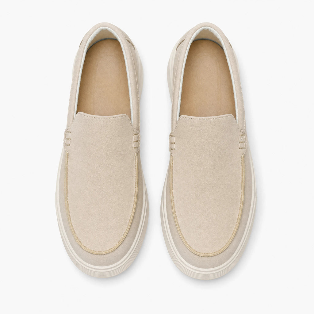 Mocassino uomo crema con suola platform, vista laterale