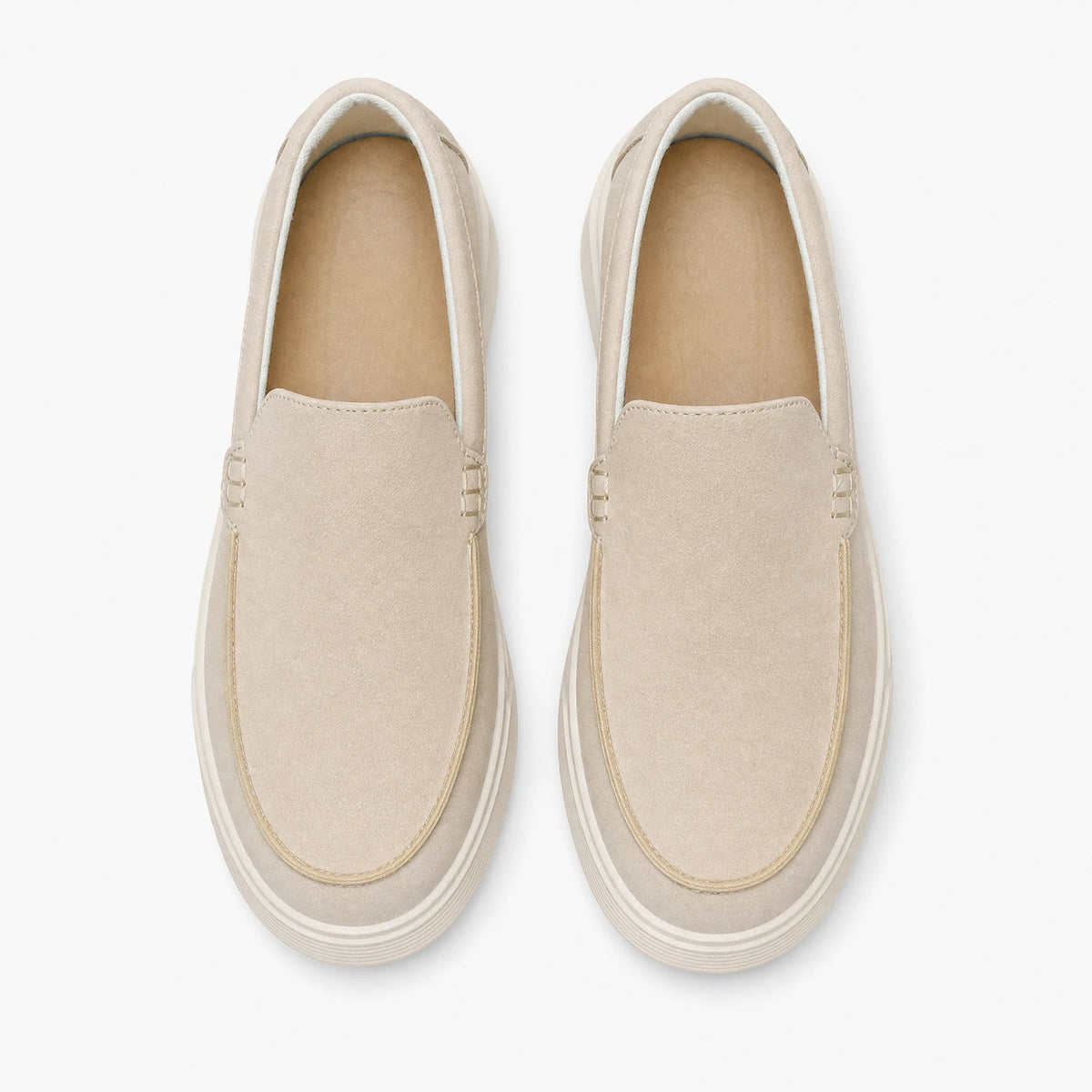Mocassino uomo crema con suola platform, vista laterale