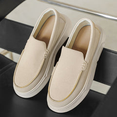 Mocassino uomo crema con suola platform comoda, Beige