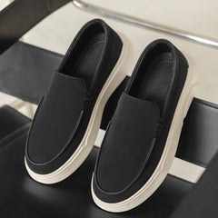 Mocassino uomo crema con suola platform comoda, Nero