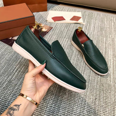 Mocassino uomo in ecopelle slip-on, colori scuri, Verde