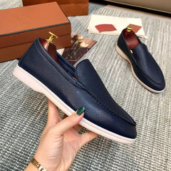 Mocassino uomo in ecopelle slip-on, colori scuri, Blu navy