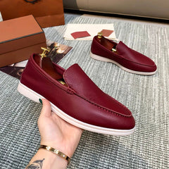 Mocassino uomo in ecopelle slip-on, colori scuri, Bordeaux