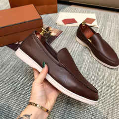 Mocassino uomo marrone chiaro slip-on, suola comfort, Marrone
