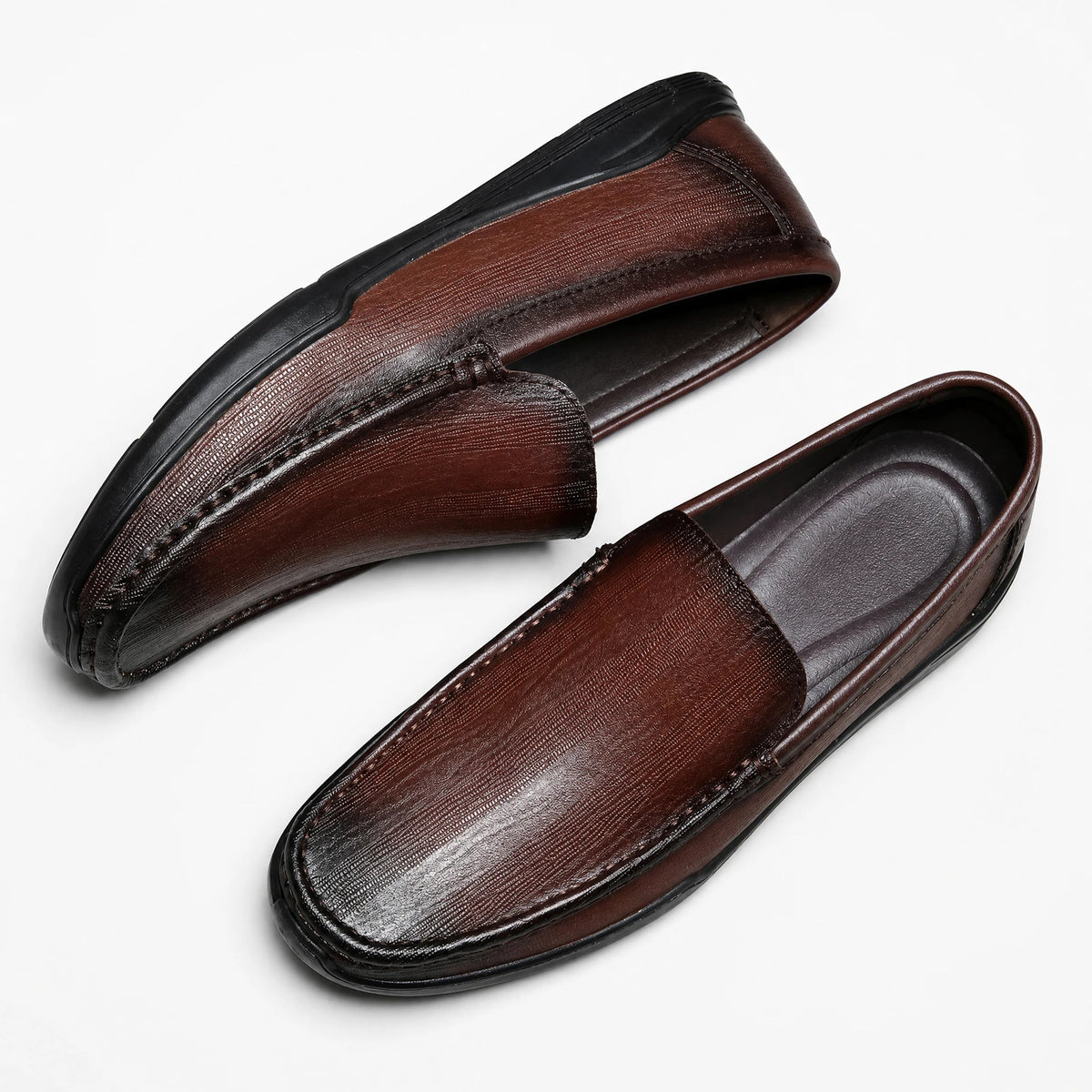 Mocassino uomo in pelle liscia nero slip-on