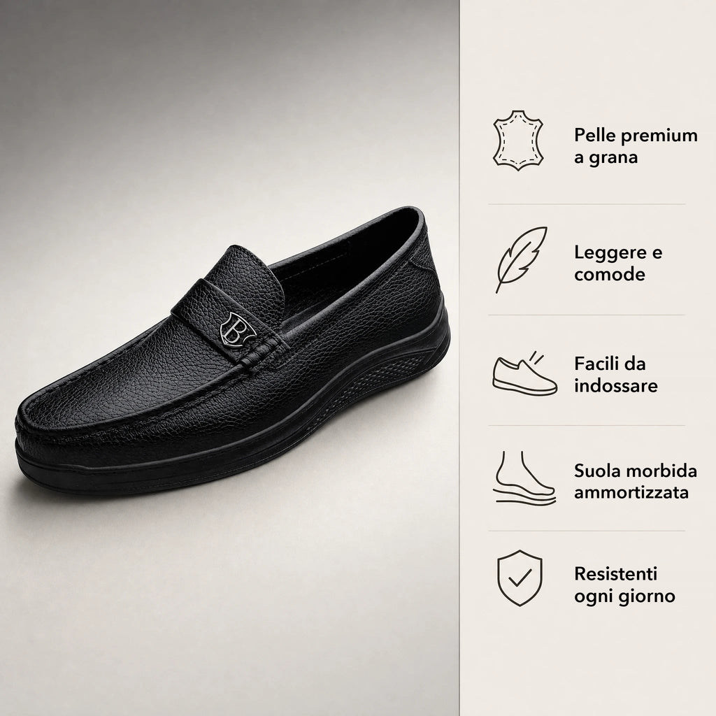 Mocassino uomo con suola spessa in pelle martellata nera - foto 4