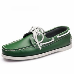Mocassini da barca con lacci in similpelle per uomo, Verde