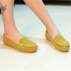 Mocassini piatti casual da donna, Giallo