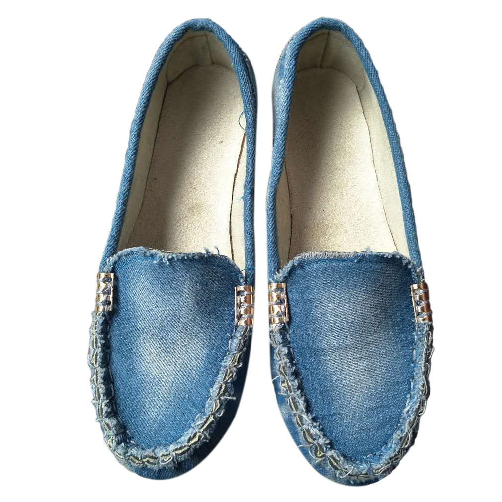 Mocassini morbidi casual in jeans slavato