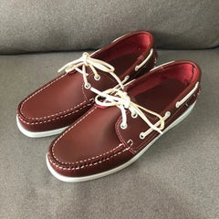Mocassini stile barca con lacci tendenza per uomo, Bordeaux