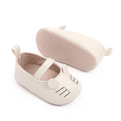 Mocassini morbidi con motivo gattino per neonata, Beige