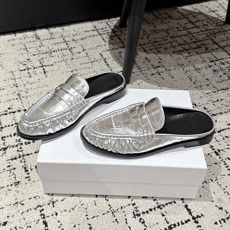 Mule mocassino donna nero scamosciato