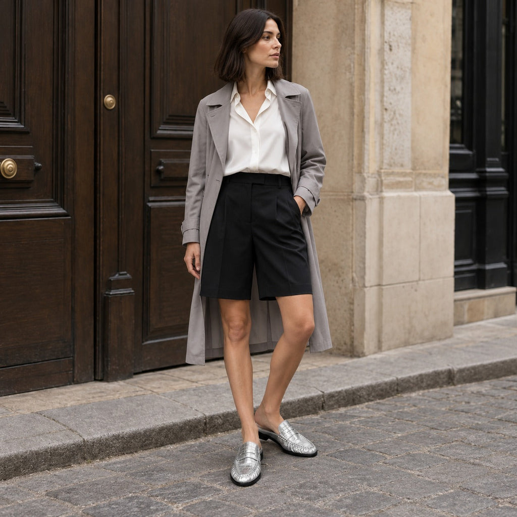 Mule mocassino donna nero effetto cocco