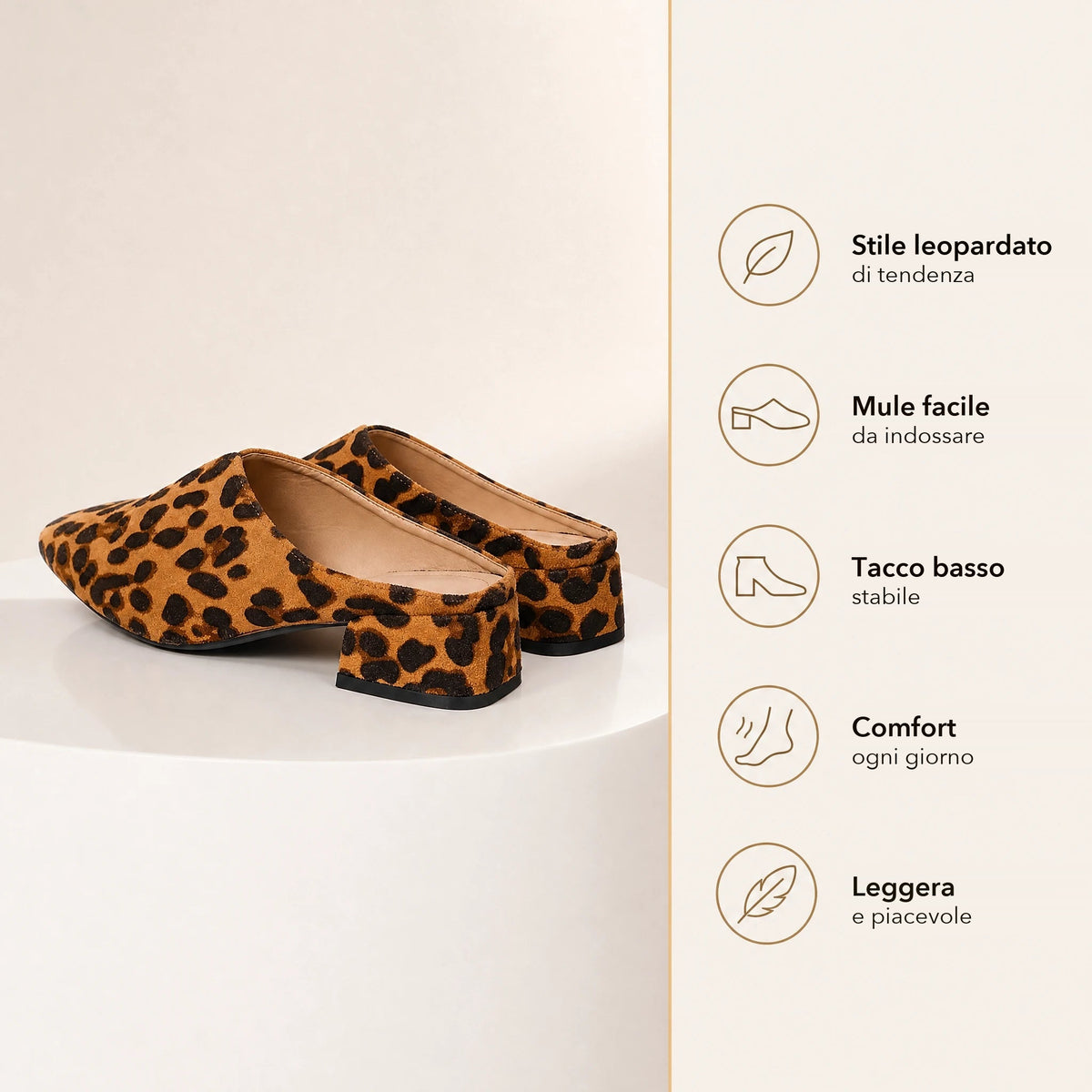 Mules leopardate donna, dettaglio della stampa Immagine