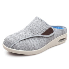 Mules ortopediche con strappo in maglia mélange, Grigio chiaro