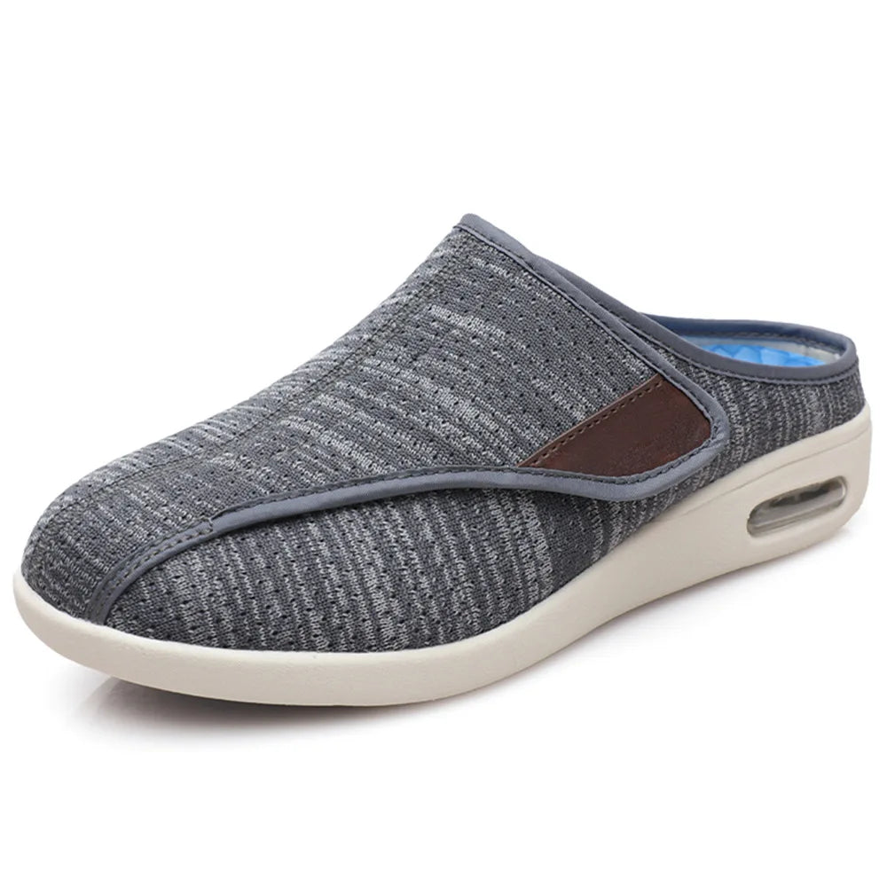 Mules ortopediche con strappo in maglia mélange grigio scuro