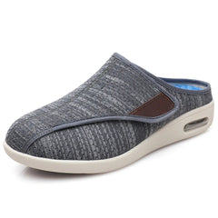 Mules ortopediche con strappo in maglia mélange, Grigio scuro