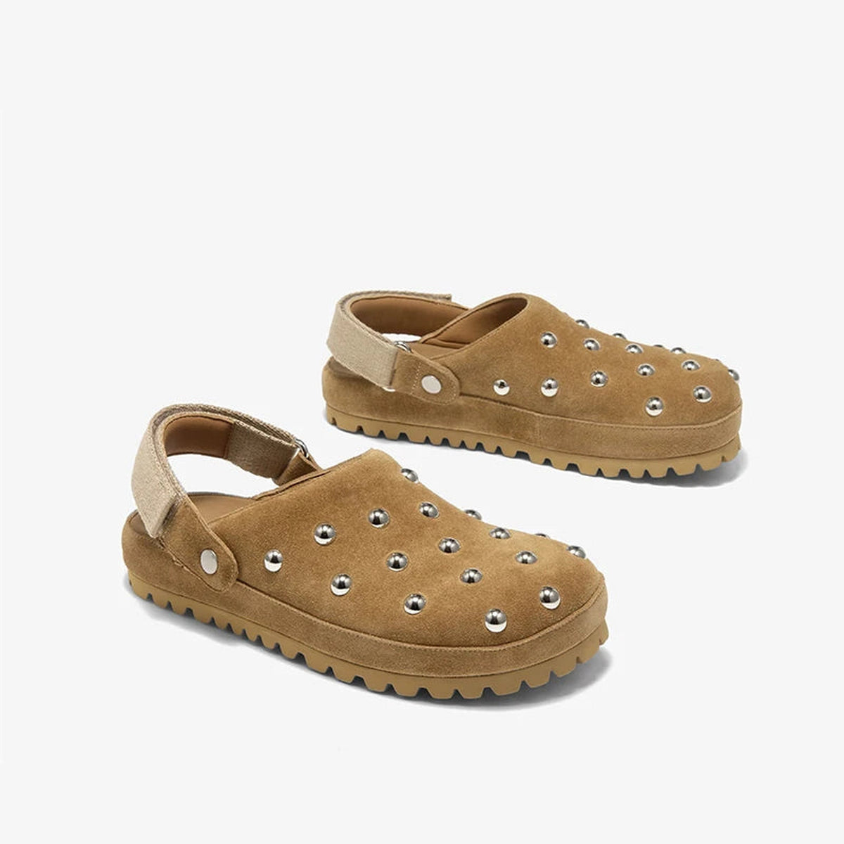 Sabot mocassini con borchie donna in camoscio