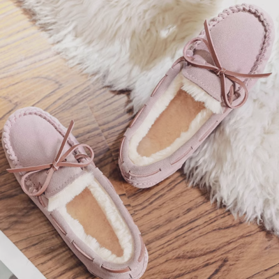 Mocassini in pelle scamosciata con fodera